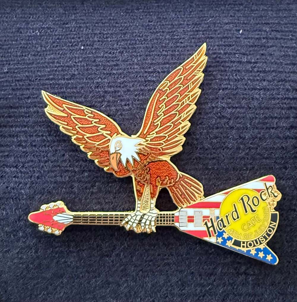 Hard Rock Cafe Houston Pin - Eagle Guitar 4th Of July 2001